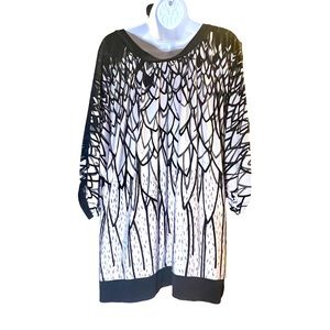 Lane Bryant Plus Size 26/28 Black & White Print Banded Stretch Top